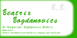 beatrix bogdanovics business card